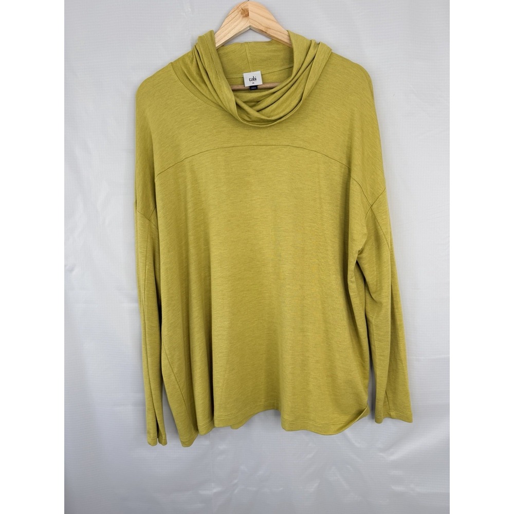 Cabi Lagenlook Cowl Neck Top Medium Mustard Yellow Rayon Blend Relaxed Fit
